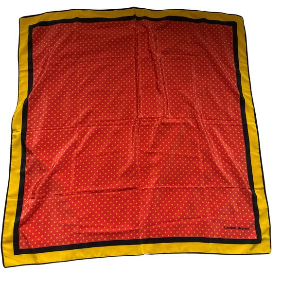 Carolina Herrera Accessories - Carolina Herrera Red with Yellow Trim Silk Scarf